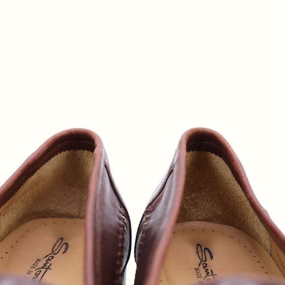 Santoni Italy All Leather Tassel Loafers Brown Moccasins Men\'s 11.5D Dress Shoes